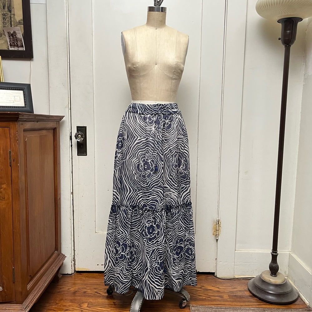 See By Chloe Navy and White Maxi Skirt
